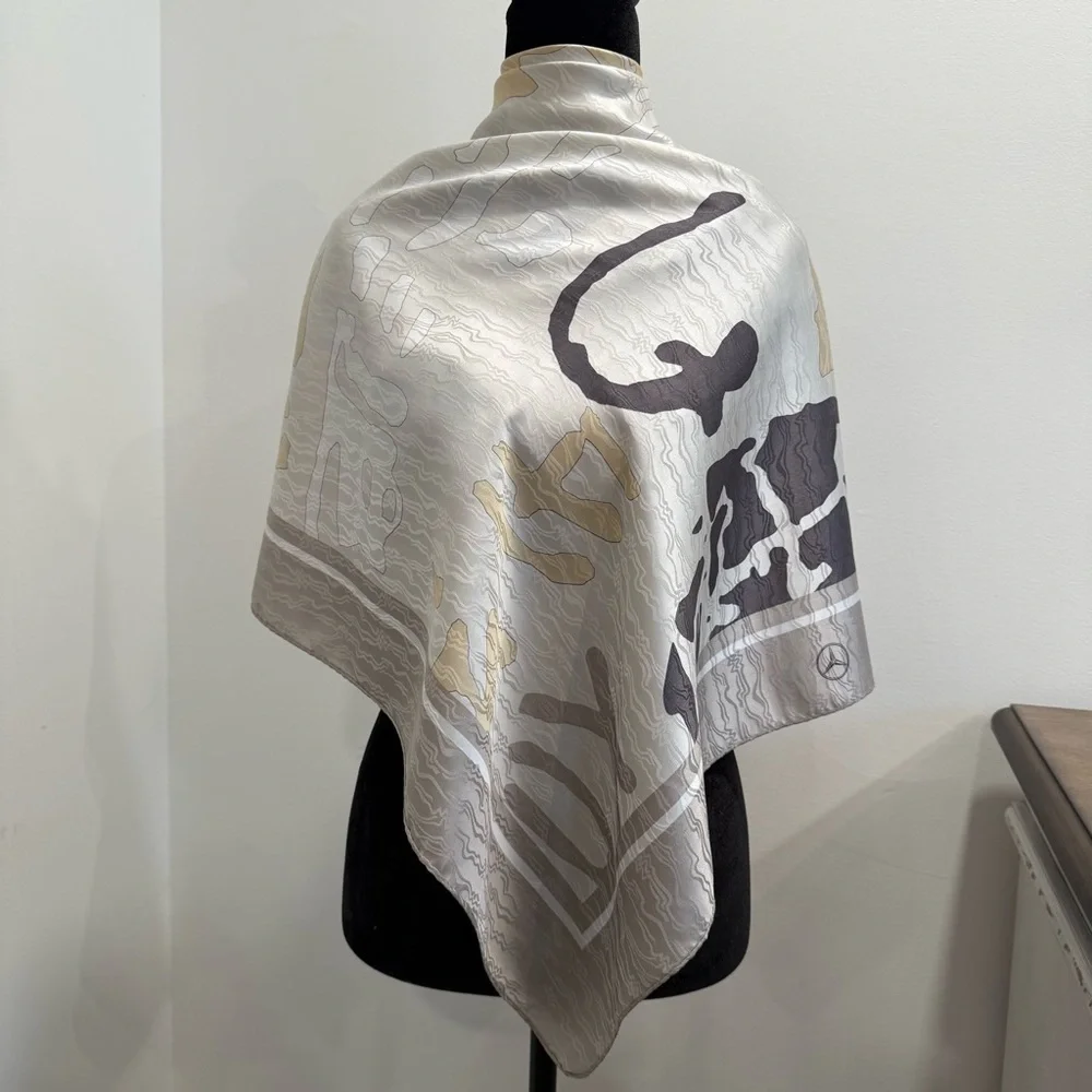 Mercedes Abstract Patterned Silk Scarf 34”